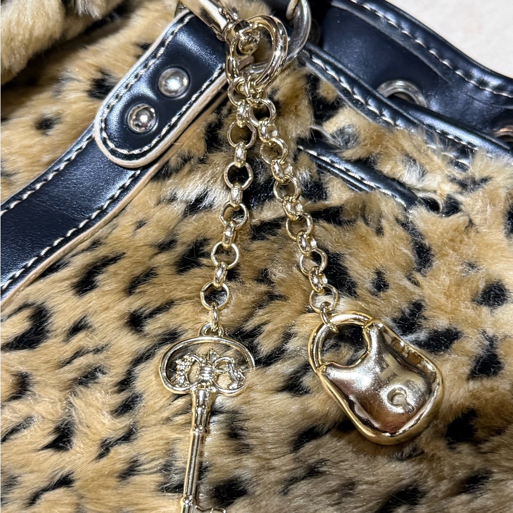 Apt. 9 Faux Leopard Print Satchel with Black Trim and Gold Charm - Picture 5 of 16